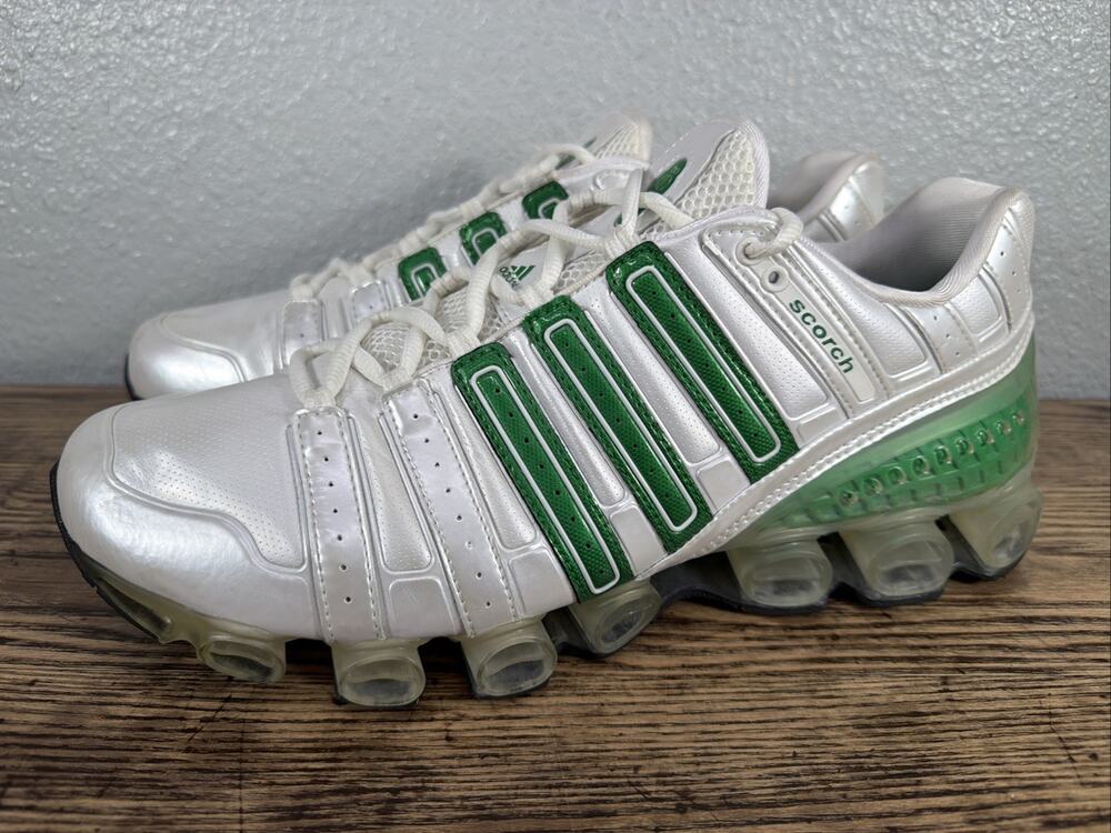 Adidas Scorch Bounce 2008 White Green Leather Sneakers Shoes Men's 13 Art 054976